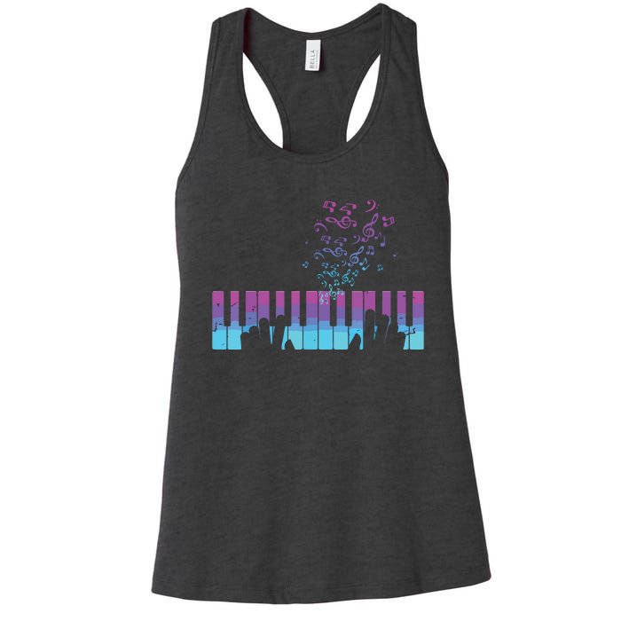 Piano Player Gift Hands Piano Keyboard Musician Women's Racerback Tank