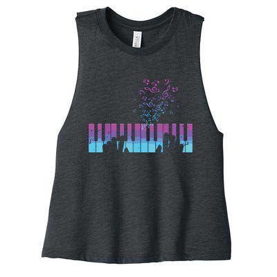 Piano Player Gift Hands Piano Keyboard Musician Women's Racerback Cropped Tank