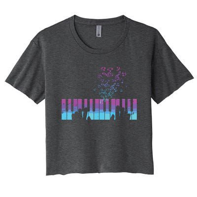 Piano Player Gift Hands Piano Keyboard Musician Women's Crop Top Tee