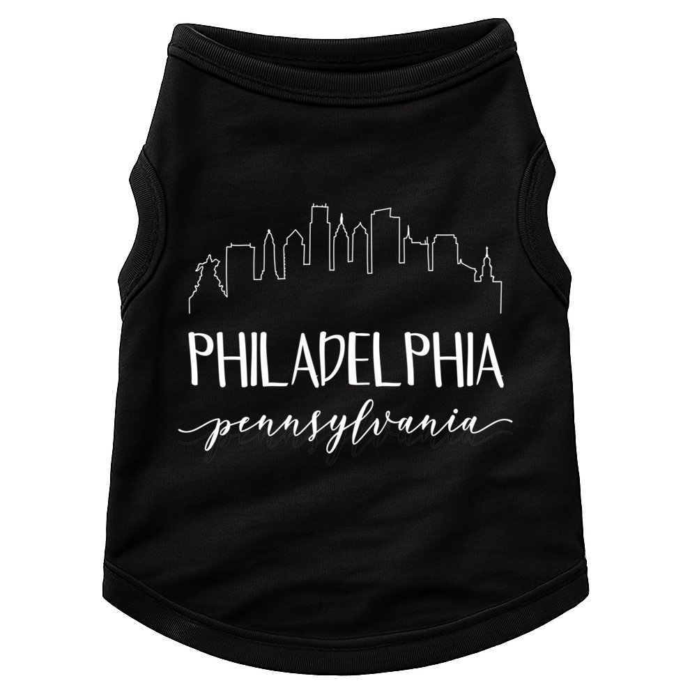 Philadelphia Pennsylvania Gift Skyline Calligraphy Gift Doggie Tank