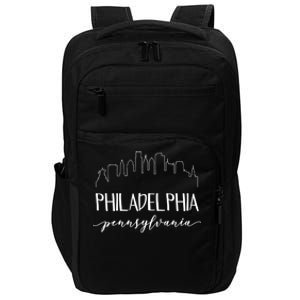 Philadelphia Pennsylvania Gift Skyline Calligraphy Gift Impact Tech Backpack