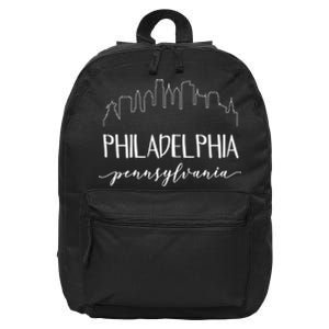 Philadelphia Pennsylvania Gift Skyline Calligraphy Gift 16 in Basic Backpack