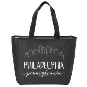 Philadelphia Pennsylvania Gift Skyline Calligraphy Gift Zip Tote Bag