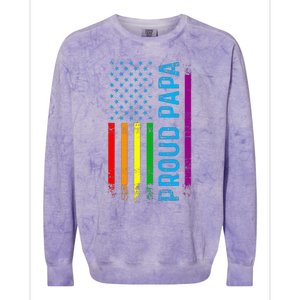 Proud Papa Grandpa Dad L.G.B.T L.G.B.T.Q G.A.Y Pride Rainbow Flag Colorblast Crewneck Sweatshirt