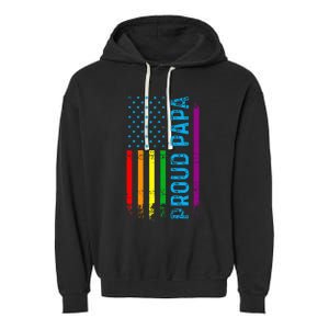 Proud Papa Grandpa Dad L.G.B.T L.G.B.T.Q G.A.Y Pride Rainbow Flag Garment-Dyed Fleece Hoodie