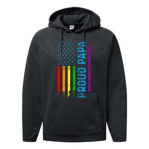 Proud Papa Grandpa Dad L.G.B.T L.G.B.T.Q G.A.Y Pride Rainbow Flag Performance Fleece Hoodie