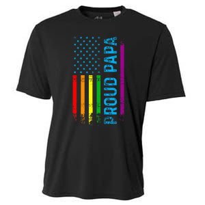 Proud Papa Grandpa Dad L.G.B.T L.G.B.T.Q G.A.Y Pride Rainbow Flag Cooling Performance Crew T-Shirt