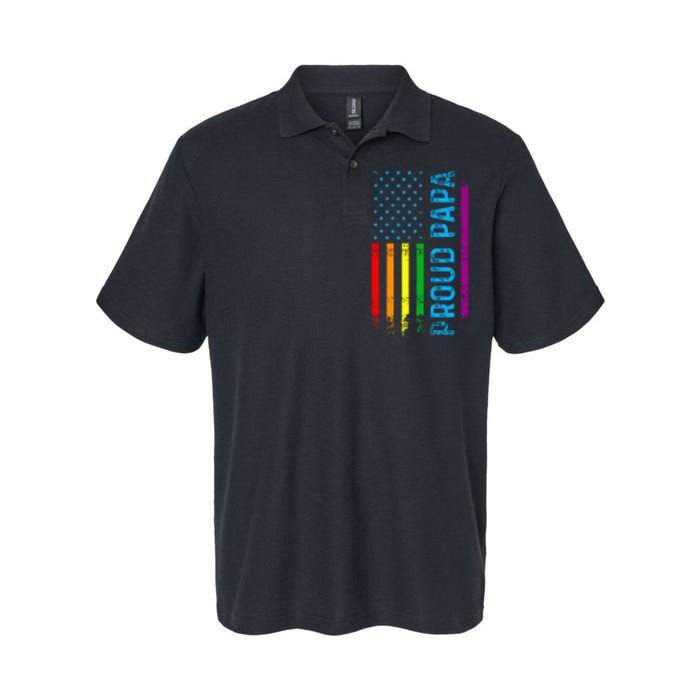 Proud Papa Grandpa Dad L.G.B.T L.G.B.T.Q G.A.Y Pride Rainbow Flag Softstyle Adult Sport Polo