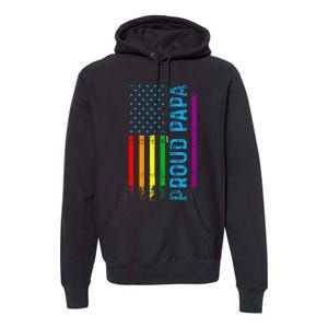 Proud Papa Grandpa Dad L.G.B.T L.G.B.T.Q G.A.Y Pride Rainbow Flag Premium Hoodie