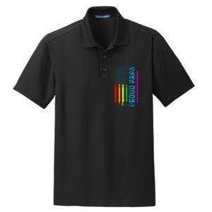 Proud Papa Grandpa Dad L.G.B.T L.G.B.T.Q G.A.Y Pride Rainbow Flag Dry Zone Grid Polo