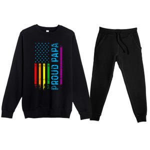 Proud Papa Grandpa Dad L.G.B.T L.G.B.T.Q G.A.Y Pride Rainbow Flag Premium Crewneck Sweatsuit Set