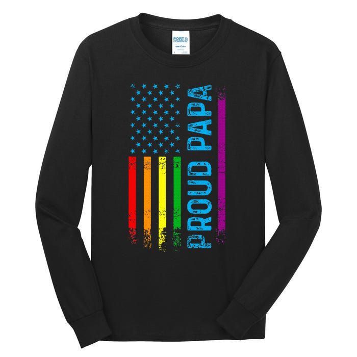 Proud Papa Grandpa Dad L.G.B.T L.G.B.T.Q G.A.Y Pride Rainbow Flag Tall Long Sleeve T-Shirt