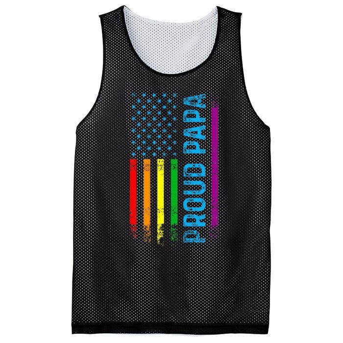 Proud Papa Grandpa Dad L.G.B.T L.G.B.T.Q G.A.Y Pride Rainbow Flag Mesh Reversible Basketball Jersey Tank