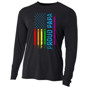 Proud Papa Grandpa Dad L.G.B.T L.G.B.T.Q G.A.Y Pride Rainbow Flag Cooling Performance Long Sleeve Crew