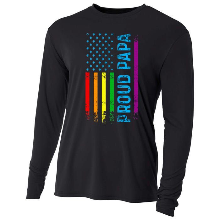 Proud Papa Grandpa Dad L.G.B.T L.G.B.T.Q G.A.Y Pride Rainbow Flag Cooling Performance Long Sleeve Crew