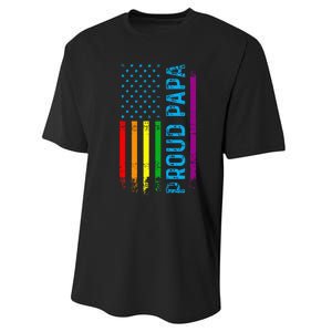 Proud Papa Grandpa Dad L.G.B.T L.G.B.T.Q G.A.Y Pride Rainbow Flag Performance Sprint T-Shirt