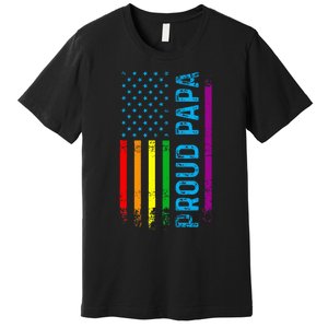 Proud Papa Grandpa Dad L.G.B.T L.G.B.T.Q G.A.Y Pride Rainbow Flag Premium T-Shirt