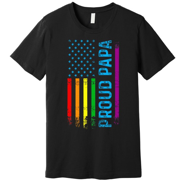 Proud Papa Grandpa Dad L.G.B.T L.G.B.T.Q G.A.Y Pride Rainbow Flag Premium T-Shirt