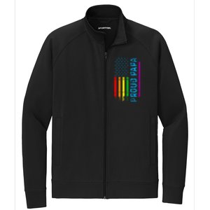 Proud Papa Grandpa Dad L.G.B.T L.G.B.T.Q G.A.Y Pride Rainbow Flag Stretch Full-Zip Cadet Jacket