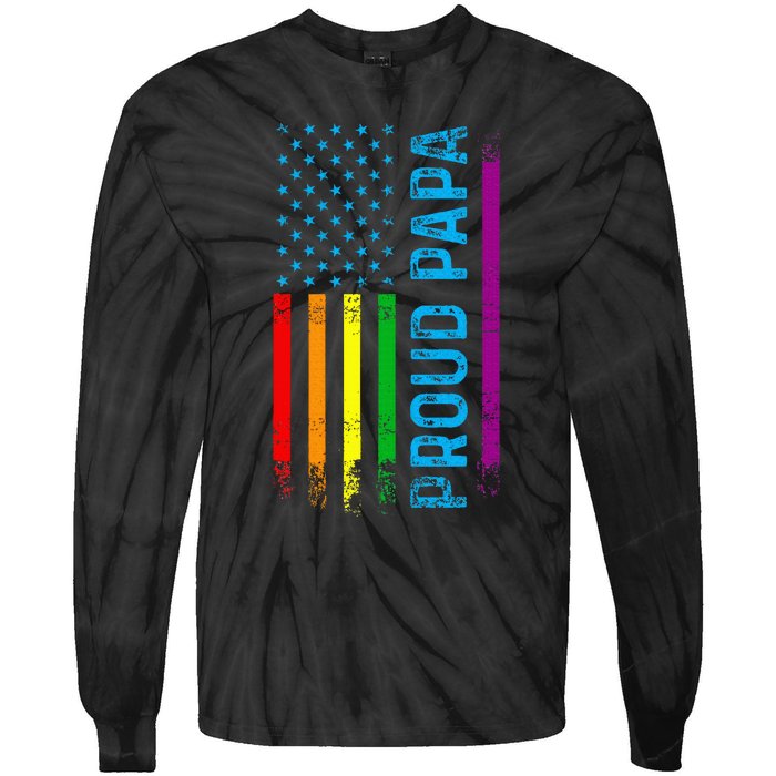 Proud Papa Grandpa Dad L.G.B.T L.G.B.T.Q G.A.Y Pride Rainbow Flag Tie-Dye Long Sleeve Shirt