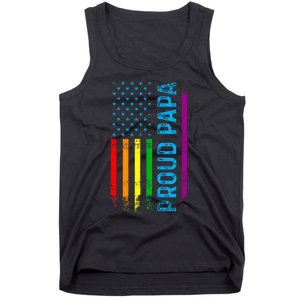 Proud Papa Grandpa Dad L.G.B.T L.G.B.T.Q G.A.Y Pride Rainbow Flag Tank Top