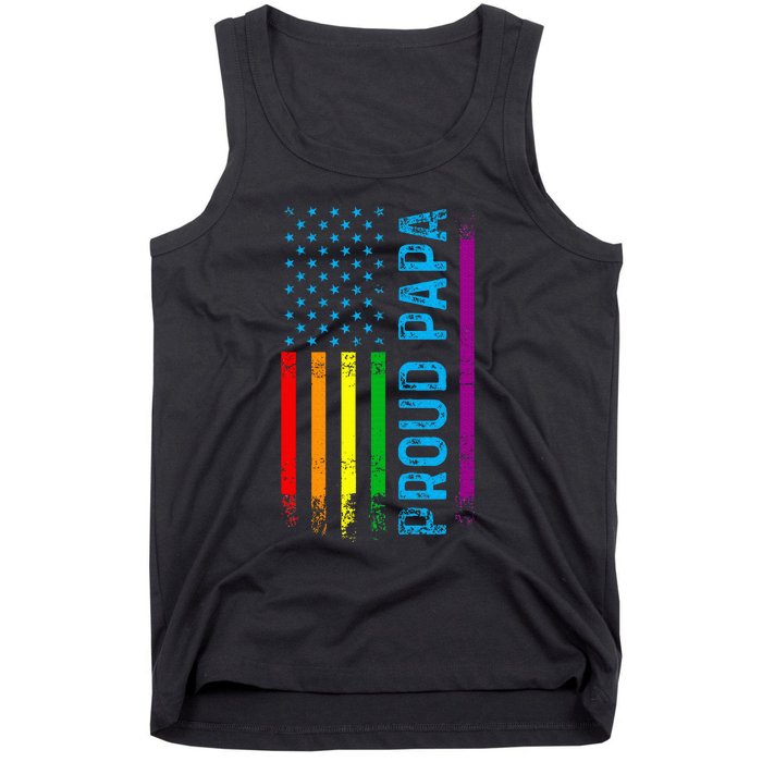 Proud Papa Grandpa Dad L.G.B.T L.G.B.T.Q G.A.Y Pride Rainbow Flag Tank Top