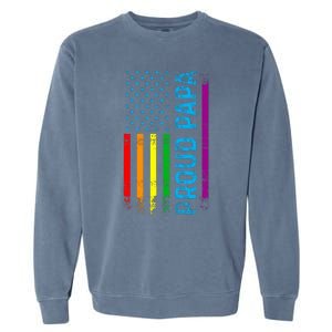 Proud Papa Grandpa Dad L.G.B.T L.G.B.T.Q G.A.Y Pride Rainbow Flag Garment-Dyed Sweatshirt