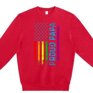 Proud Papa Grandpa Dad L.G.B.T L.G.B.T.Q G.A.Y Pride Rainbow Flag Premium Crewneck Sweatshirt