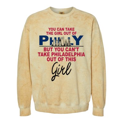 Proud Philadelphia Girl Moved From Philadelphia Colorblast Crewneck Sweatshirt