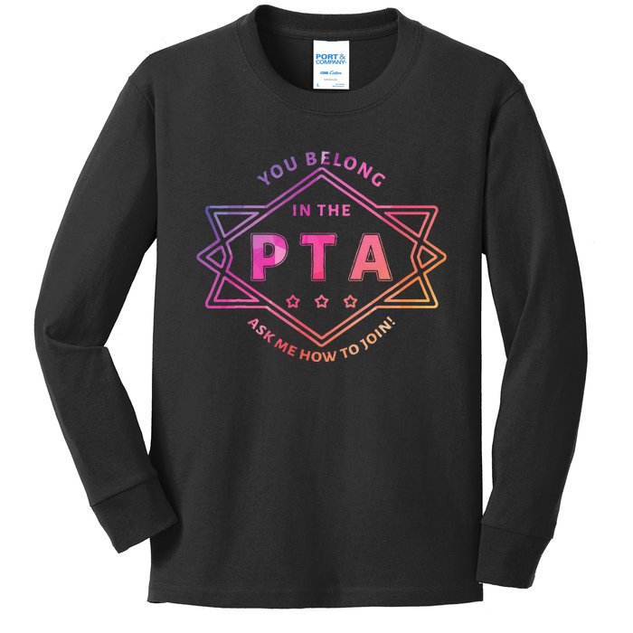 Pta Promotion Graphic School Parent Teacher Association Kids Long Sleeve Shirt