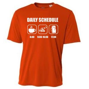 Plumber Pipefitter Gift Daily Schedule Funny Plumbing Cute Gift Cooling Performance Crew T-Shirt