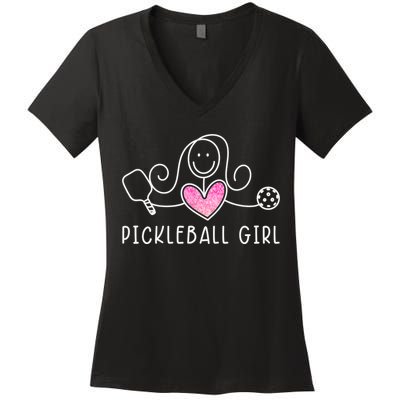 Pickleball, Pickleball Girl Tee, Pickleball Lover Women's V-Neck T-Shirt