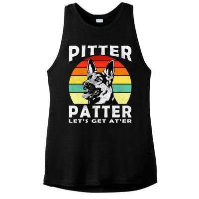 Pitter Patter German Shepherd Dog Funny Vintage Retro Ladies PosiCharge Tri-Blend Wicking Tank