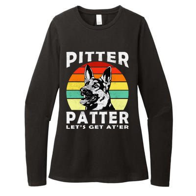 Pitter Patter German Shepherd Dog Funny Vintage Retro Womens CVC Long Sleeve Shirt