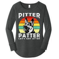 Pitter Patter German Shepherd Dog Funny Vintage Retro Women's Perfect Tri Tunic Long Sleeve Shirt