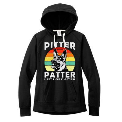 Pitter Patter German Shepherd Dog Funny Vintage Retro Women's Fleece Hoodie