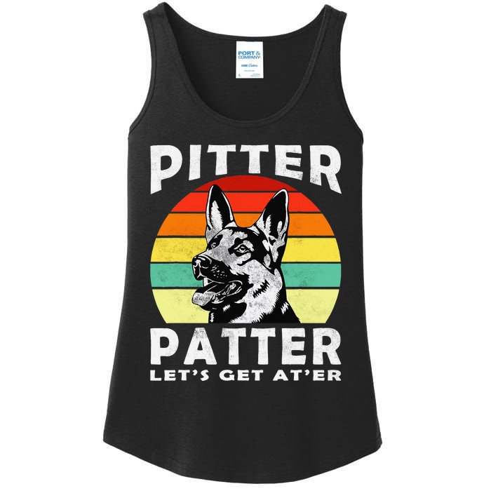 Pitter Patter German Shepherd Dog Funny Vintage Retro Ladies Essential Tank