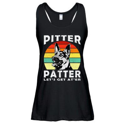 Pitter Patter German Shepherd Dog Funny Vintage Retro Ladies Essential Flowy Tank