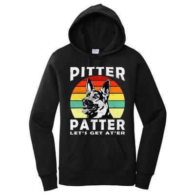 Pitter Patter German Shepherd Dog Funny Vintage Retro Women's Pullover Hoodie