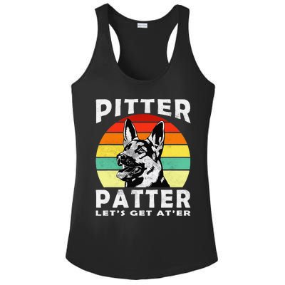 Pitter Patter German Shepherd Dog Funny Vintage Retro Ladies PosiCharge Competitor Racerback Tank