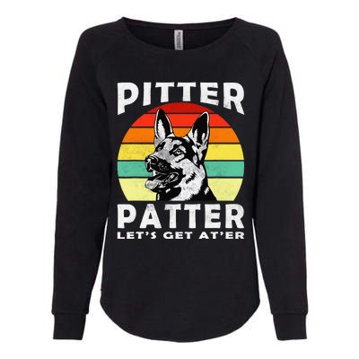 Pitter Patter German Shepherd Dog Funny Vintage Retro Womens California Wash Sweatshirt