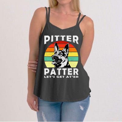 Pitter Patter German Shepherd Dog Funny Vintage Retro Women's Strappy Tank