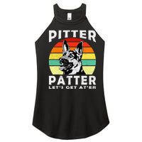 Pitter Patter German Shepherd Dog Funny Vintage Retro Women's Perfect Tri Rocker Tank