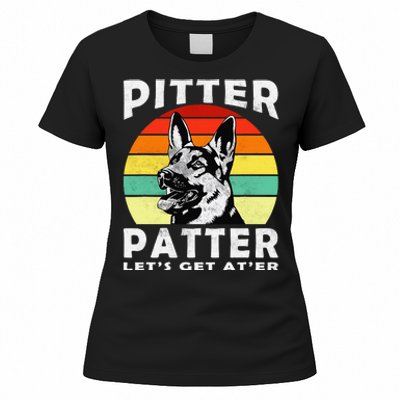 Pitter Patter German Shepherd Dog Funny Vintage Retro Women's T-Shirt