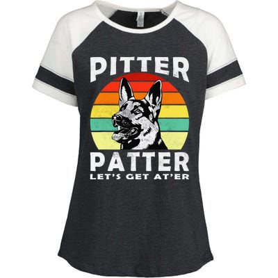 Pitter Patter German Shepherd Dog Funny Vintage Retro Enza Ladies Jersey Colorblock Tee