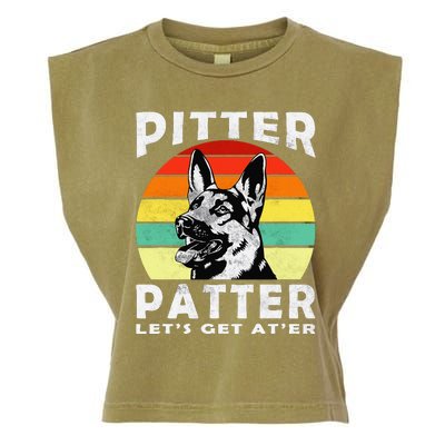 Pitter Patter German Shepherd Dog Funny Vintage Retro Garment-Dyed Women's Muscle Tee