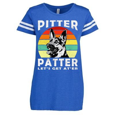 Pitter Patter German Shepherd Dog Funny Vintage Retro Enza Ladies Jersey Football T-Shirt