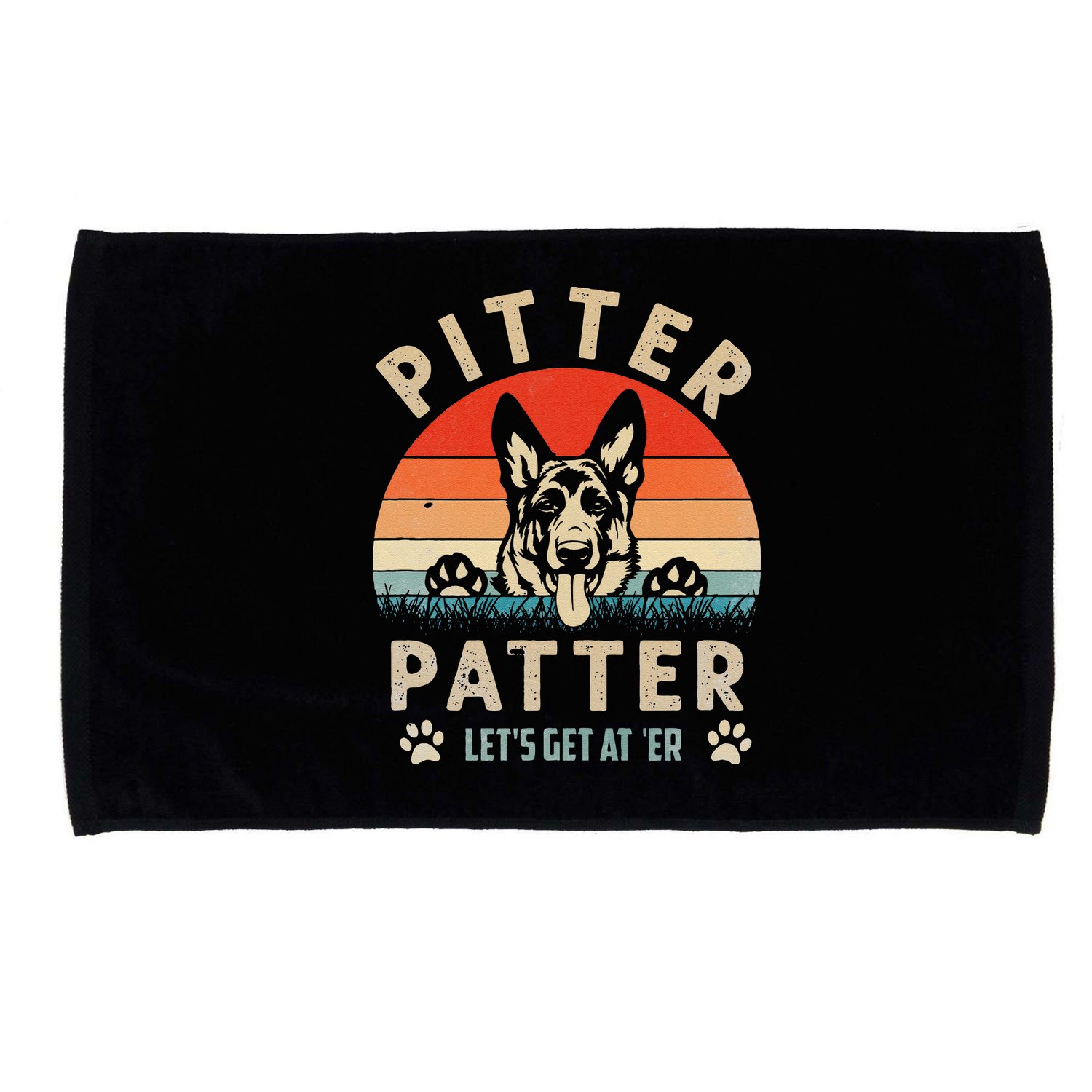 Pitter Patter German Shepherd Dog Funny Vintage Retro Microfiber Hand Towel