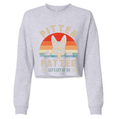 Pitter Patter German Shepherd Dog Funny Vintage Retro Cropped Pullover Crew