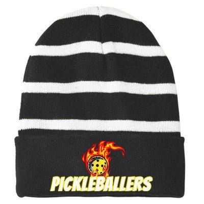 Pickleballers Pickleball Gear Striped Beanie with Solid Band